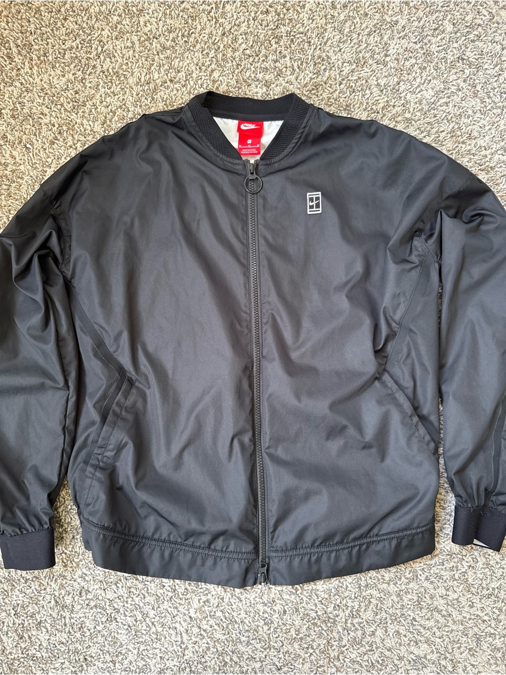 Nike Court Women’s Med Black Bomber Jacket 2 Way Zip Tennis Windbreaker